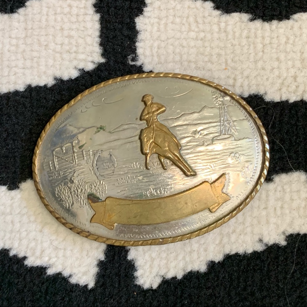 Tony Lama German Silver Ranch Cowboy Horse Riding Belt Buckle